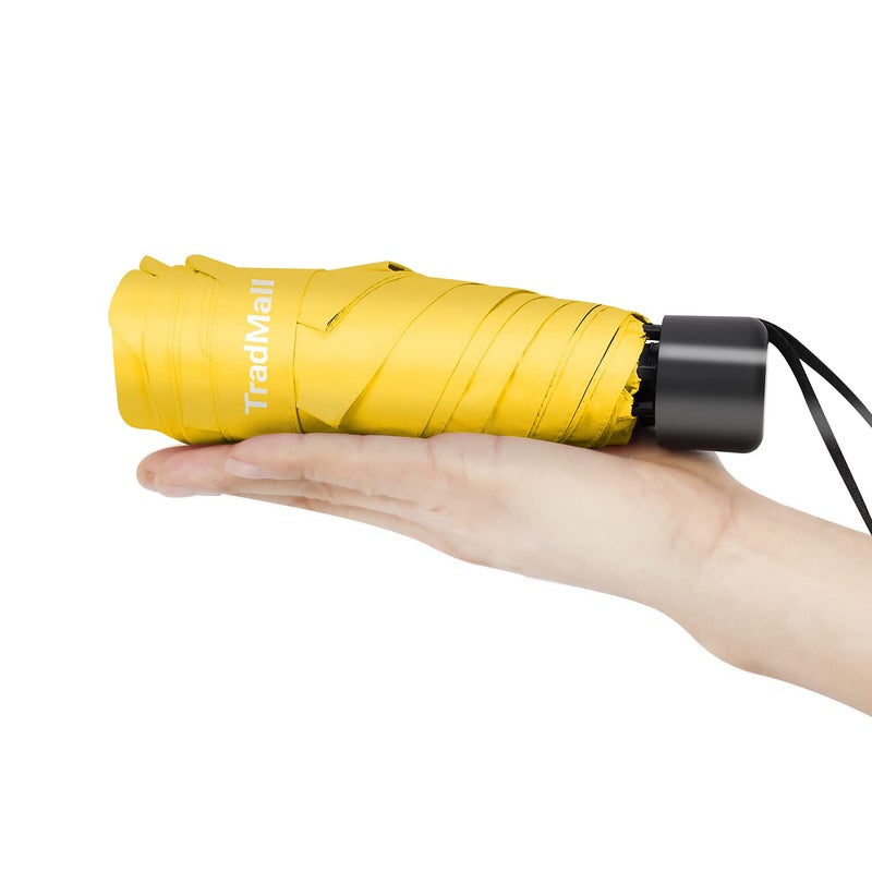 TradMall Mini Travel Umbrella, Portable Lightweight Compact Parasol with 95% UV Protection for Sun & Rain, Yellow - Image 4